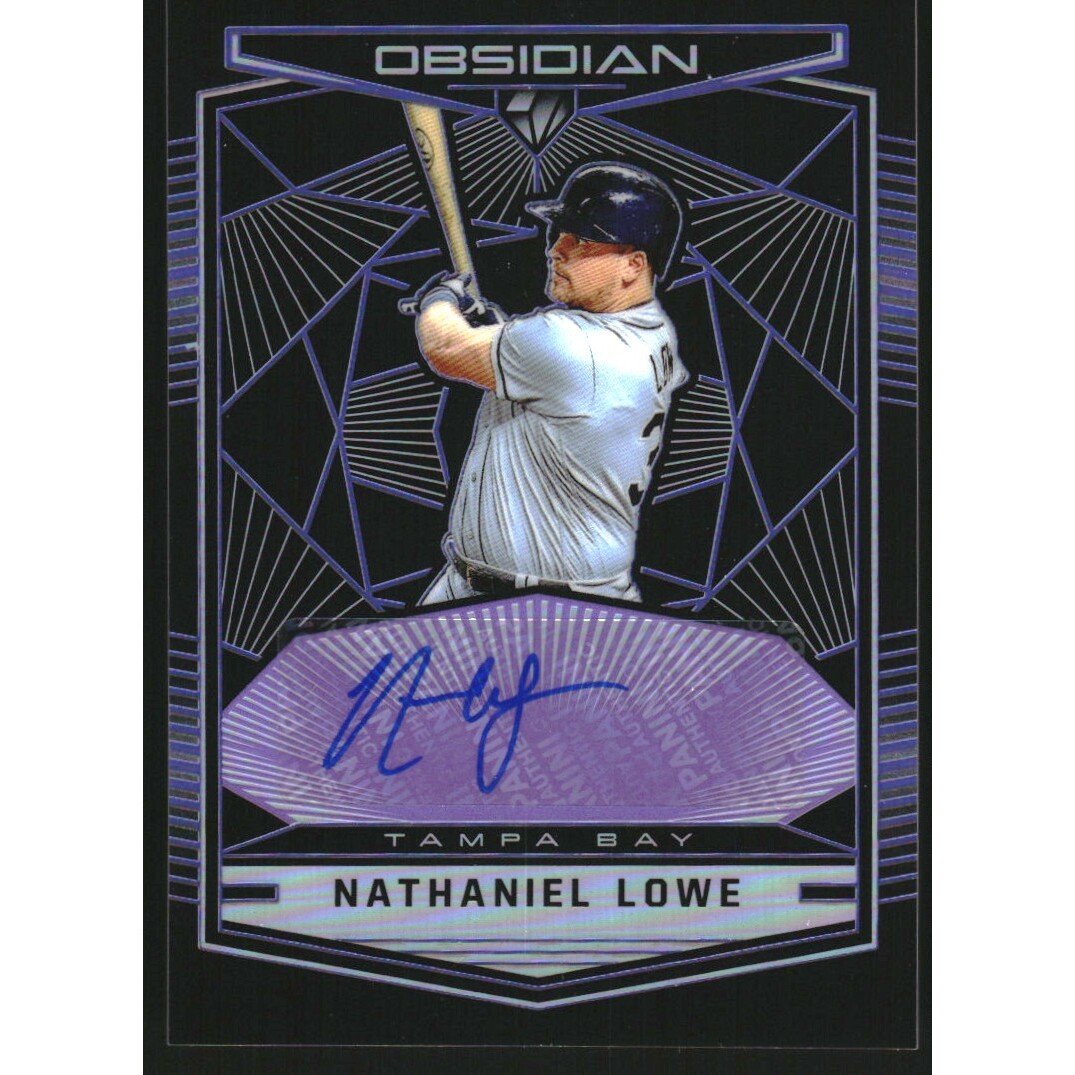 2019 Panini Obsidian Autographs Electric Etch Purple #22 Nathaniel Lowe /99. rookie card picture