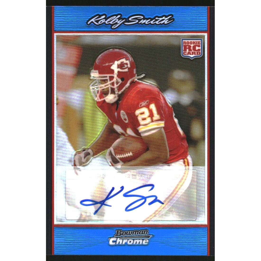 2007 Bowman Chrome Rookie Autographs Blue Refractors #BC103 Kolby Smith. rookie card picture