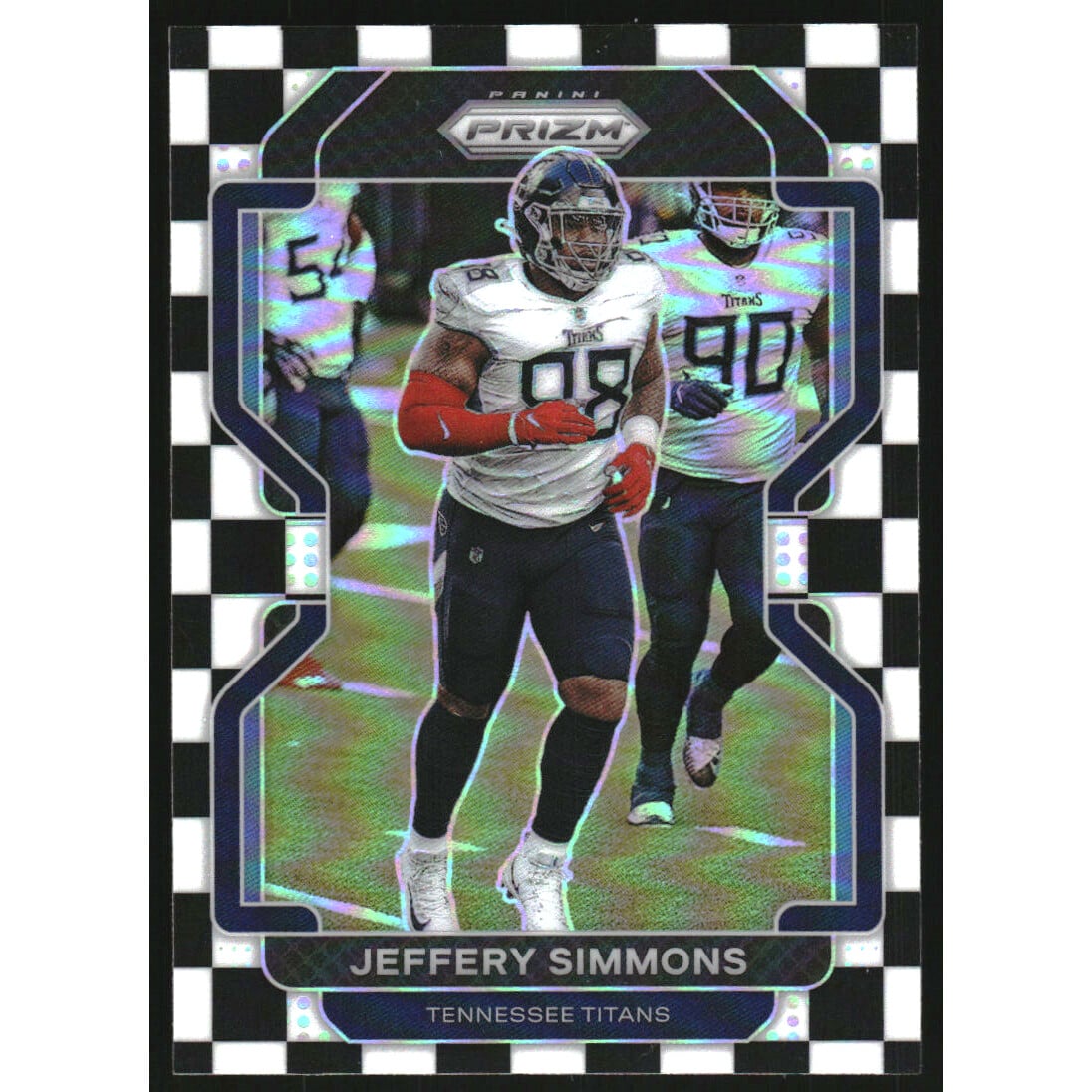 2021 Panini Prizm Prizms Black and White Checker #5 Jeffery Simmons. rookie card picture