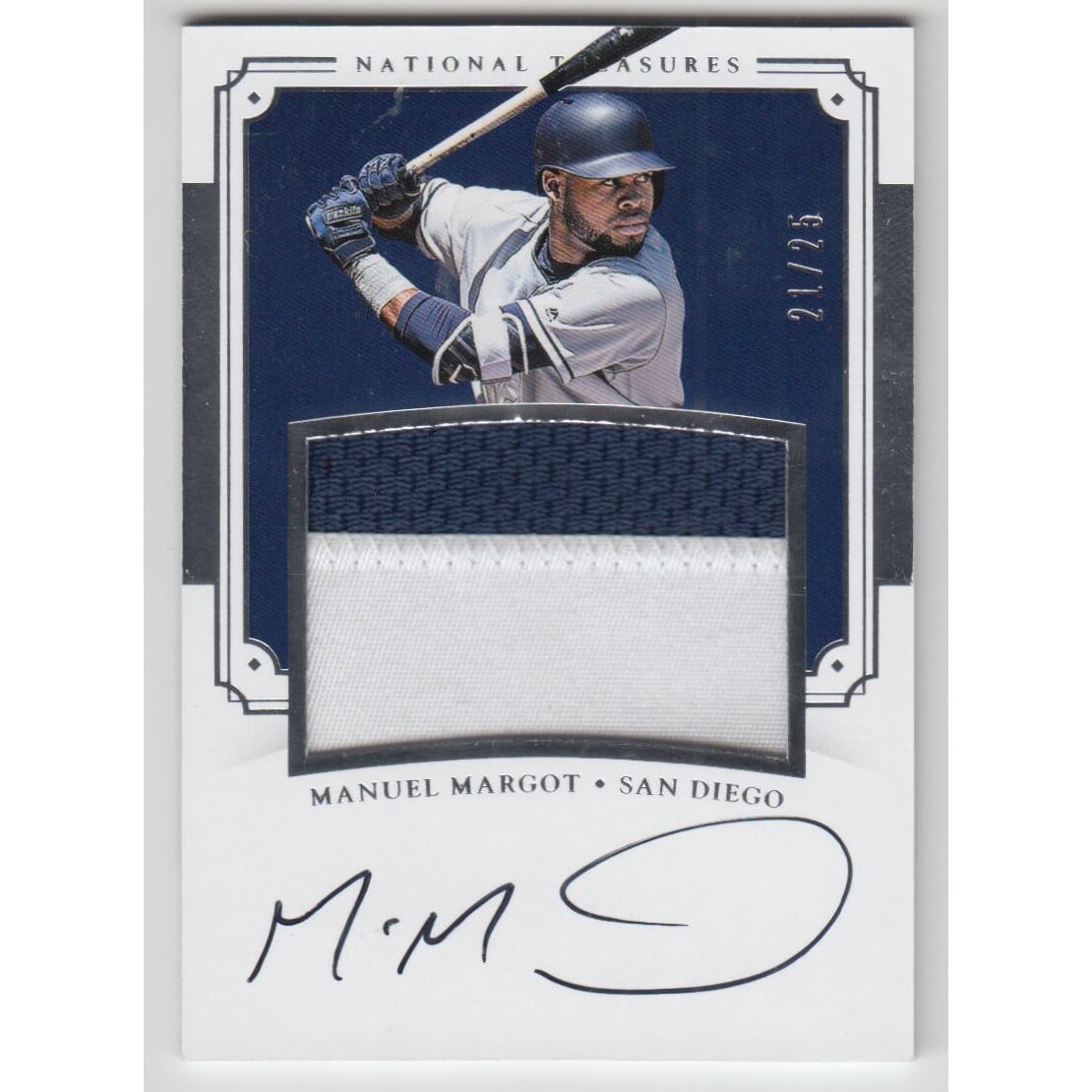 2017 Panini National Treasures Rookie Jersey Signatures Vertical #9 Manuel Margot/25. rookie card picture