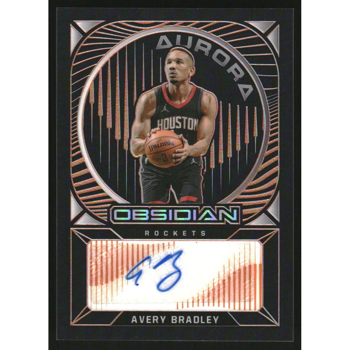 2020-21 Panini Obsidian Aurora Autographs Electric Etch Orange #29 Avery Bradley/50. rookie card picture