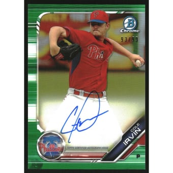 2019 Bowman Chrome Prospect Autographs Green Refractors #CPACI Cole Irvin