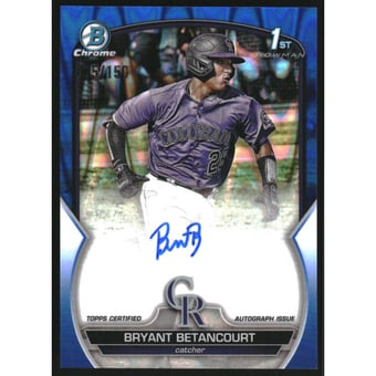 2023 Bowman Chrome Prospect Autographs Blue RayWave Refractors #CPABB Bryant Betancourt