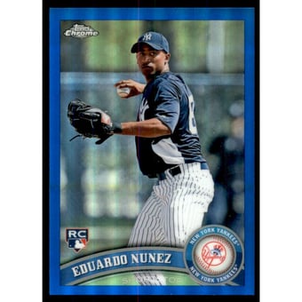 2011 Topps Chrome Blue Refractors #198 Eduardo Nunez
