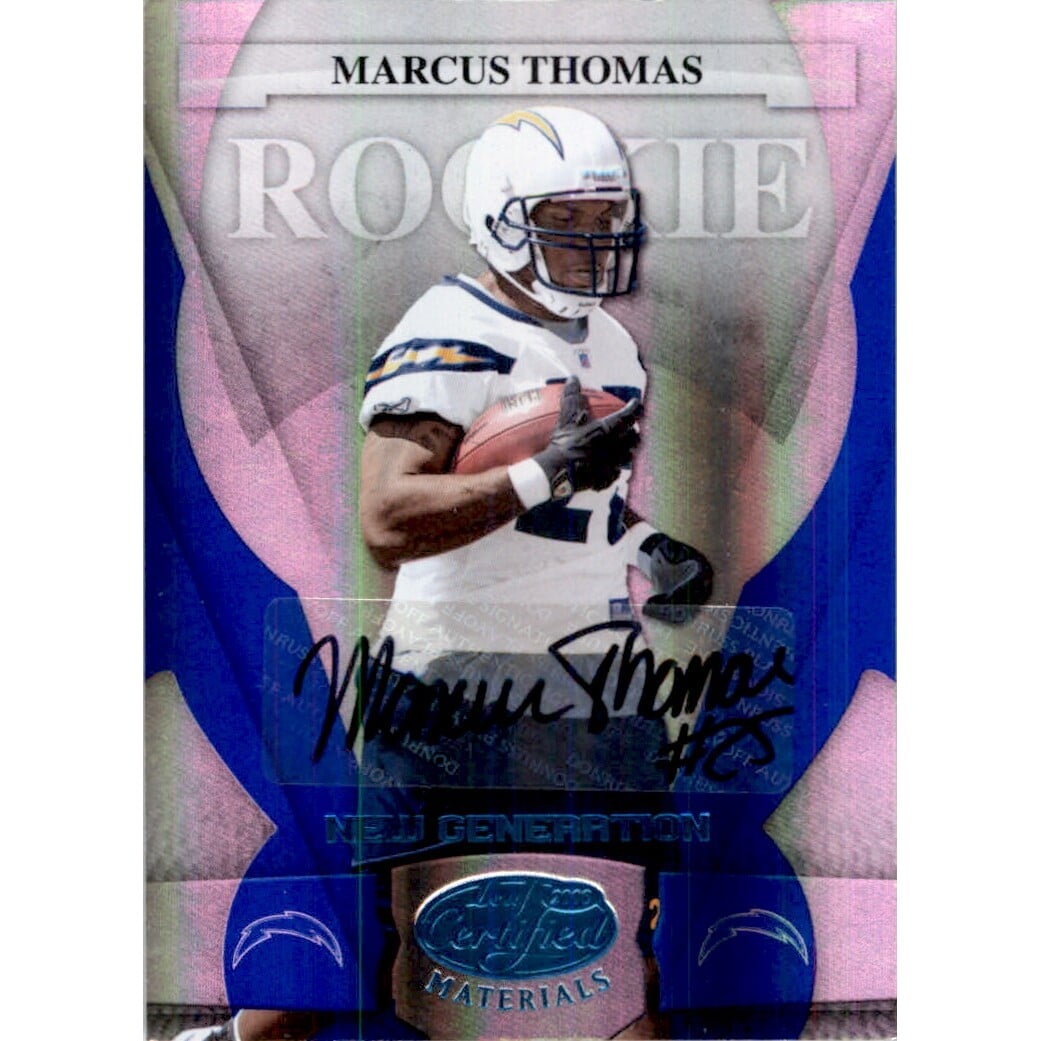 2008 Leaf Certified Materials Mirror Blue Signatures #182 Marcus Thomas/50