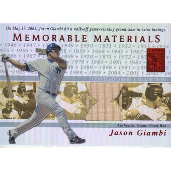 2003 Topps Tribute Contemporary Memorable Materials Relics Red #JG2 Jason Giambi Bat