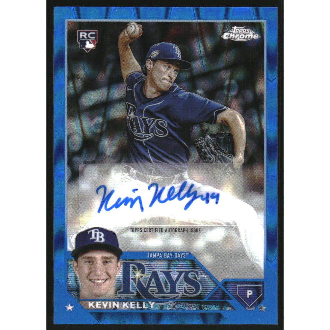 2023 Topps Chrome Update Autographs Blue Raywave Refractors #ACKK Kevin Kelly. rookie card picture
