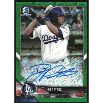 2018 Bowman Chrome Prospect Autographs Green Shimmer Refractors #CPADP DJ Peters