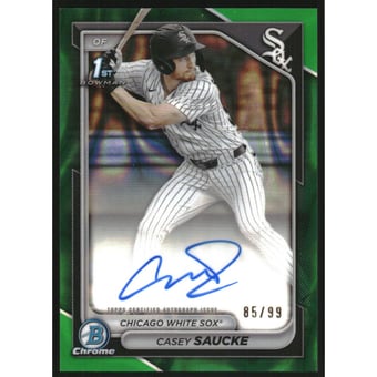 2024 Bowman Chrome Draft Autographs Green Lava Refractors #CPACSA Casey Saucke