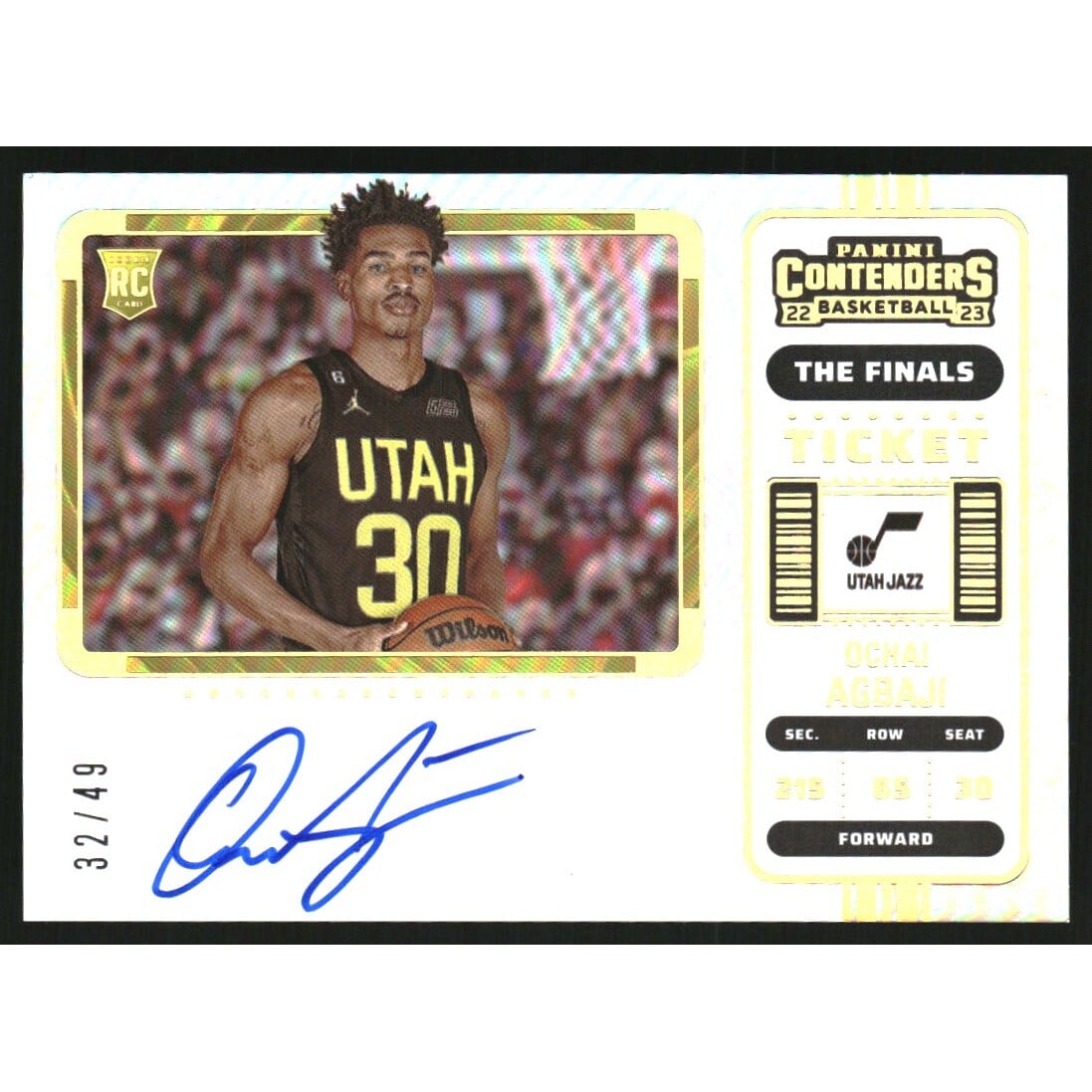 2022-23 Panini Contenders Variations The Finals Ticket #104 Ochai Agbaji. rookie card picture