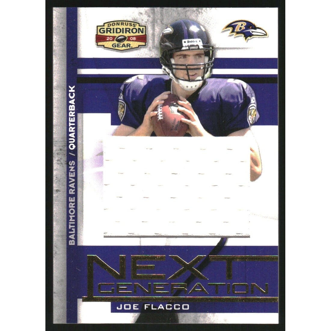 2008 Donruss Gridiron Gear Next Generation Jerseys Jumbo Swatch #19 Joe Flacco. rookie card picture