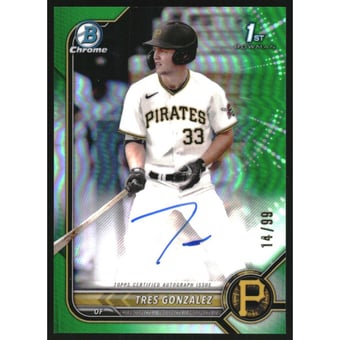 2022 Bowman Chrome Draft Autographs Green Refractors #CDATG Tres Gonzalez