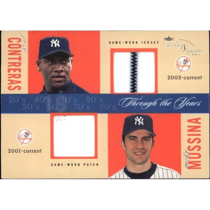 2003 Fleer Rookies and Greats Through the Years Game Used Dual Patch #JCMM Jose Contreras/Mike Mussina. rookie card picture