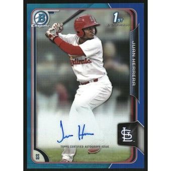 2015 Bowman Chrome Prospect Autographs Blue Refractors #BCAPJH Juan Herrera