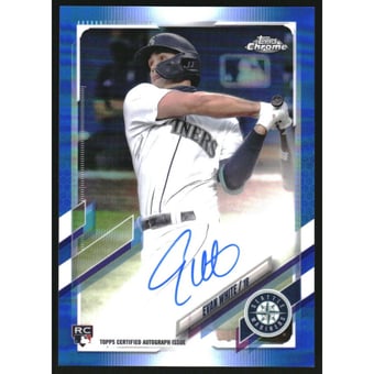 2021 Topps Chrome Rookie Autographs Blue Refractors #RAEW Evan White