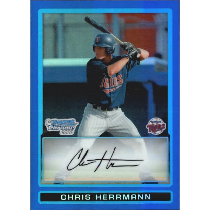 2009 Bowman Chrome Draft Prospects Blue Refractors #BDPP57 Chris Herrmann. rookie card picture