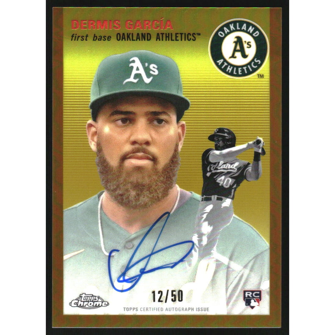 2023 Topps Chrome Platinum Anniversary Autographs Gold Refractors #CPADG Dermis Garcia. rookie card picture