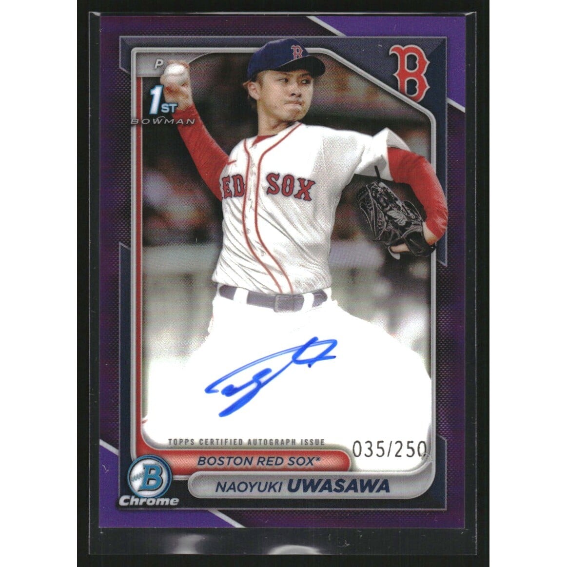 2024 Bowman Chrome Prospect Autographs Purple Refractors #CPANU Naoyuki Uwasawa. rookie card picture