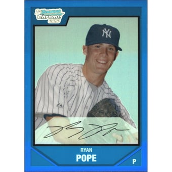 2007 Bowman Chrome Draft Draft Picks Blue Refractors #BDPP45 Ryan Pope