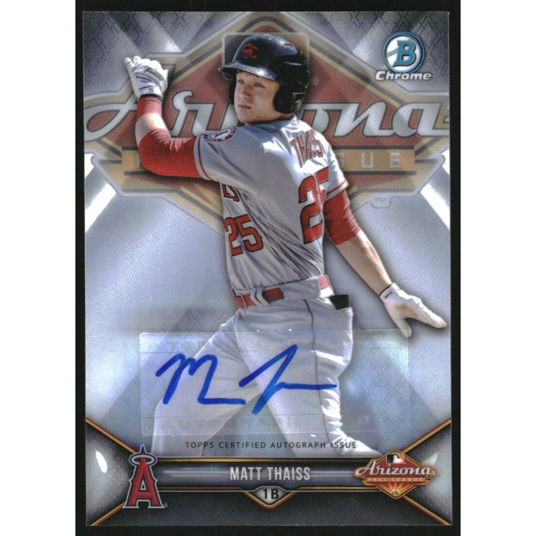 2018 Bowman Chrome '17 AFL Fall Stars Autographs #AFLMT Matt Thaiss/100. rookie card picture