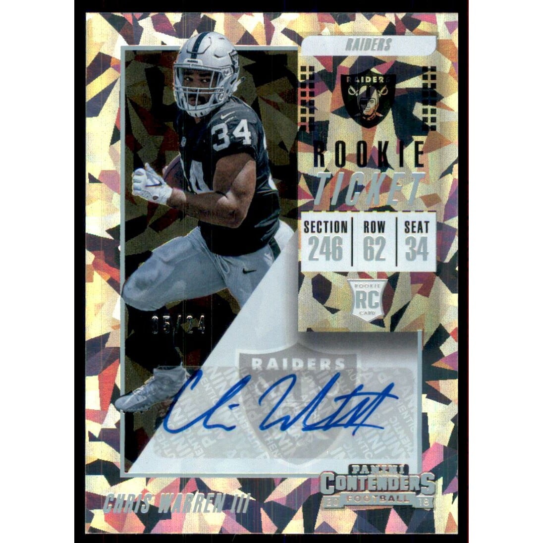 2018 Panini Contenders Cracked Ice #167 Chris Warren III AU. rookie card picture