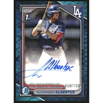 2024 Bowman Chrome Prospect Autographs Blue Reptilian Refractors #CPAAAL Alexander Albertus