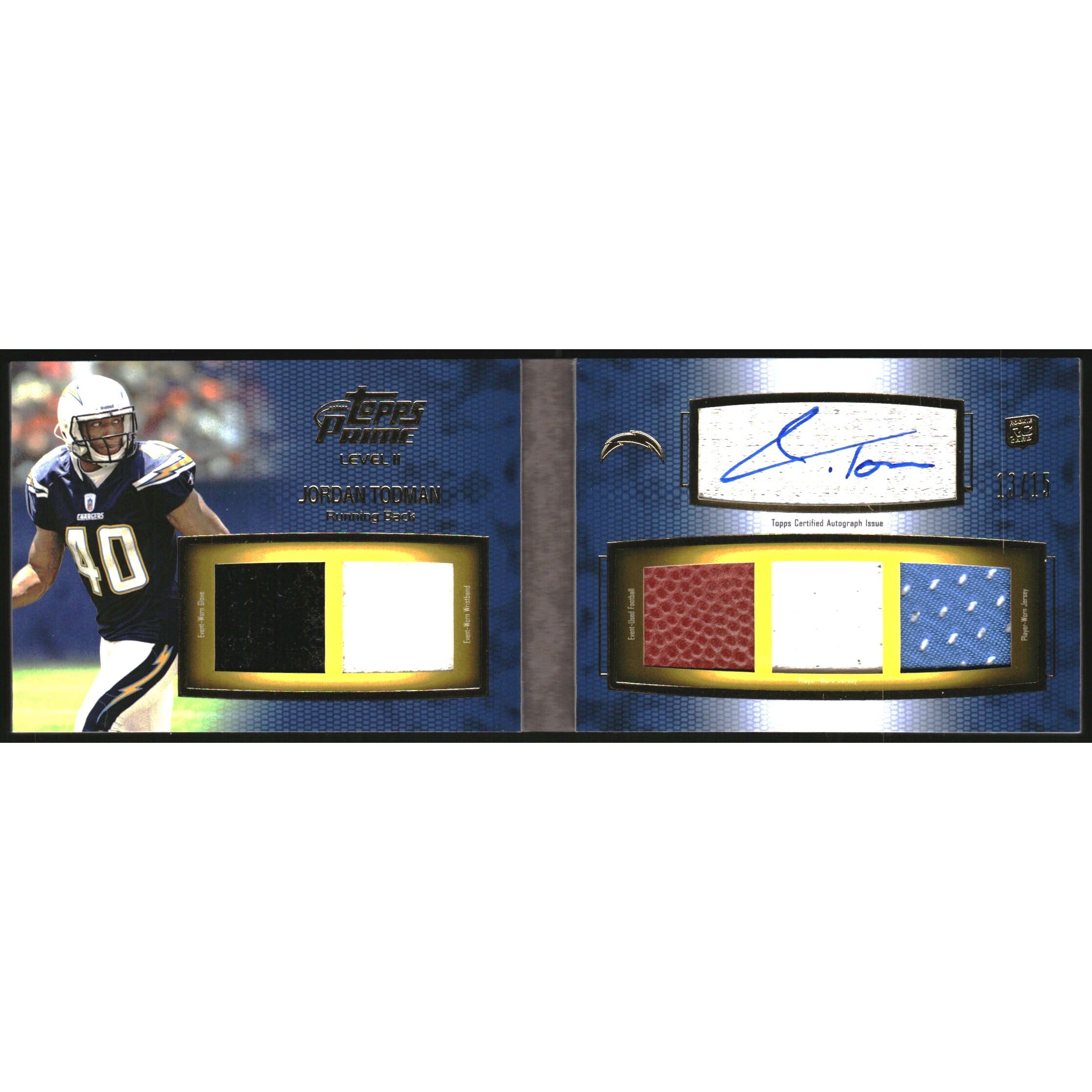 2011 Topps Prime Autographed Relics Level 2 #PIIJT Jordan Todman