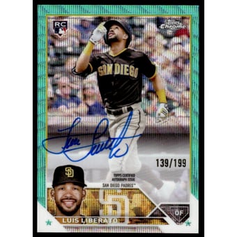 2023 Topps Chrome Rookie Autographs Aqua Wave Refractors #RALL Luis Liberato