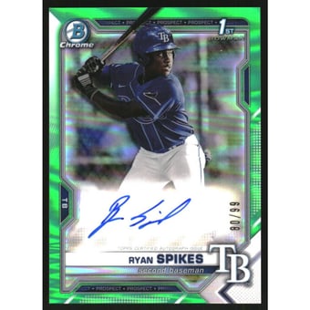 2021 Bowman Chrome Draft Autographs Green Refractors #CDARSP Ryan Spikes