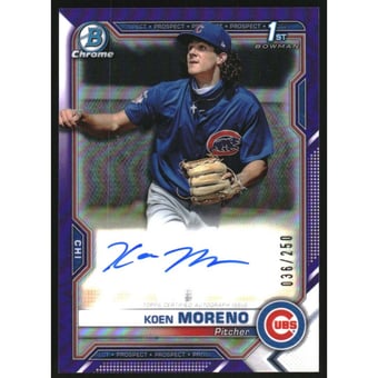 2021 Bowman Chrome Prospect Autographs Purple Refractors #CPAKMO Koen Moreno
