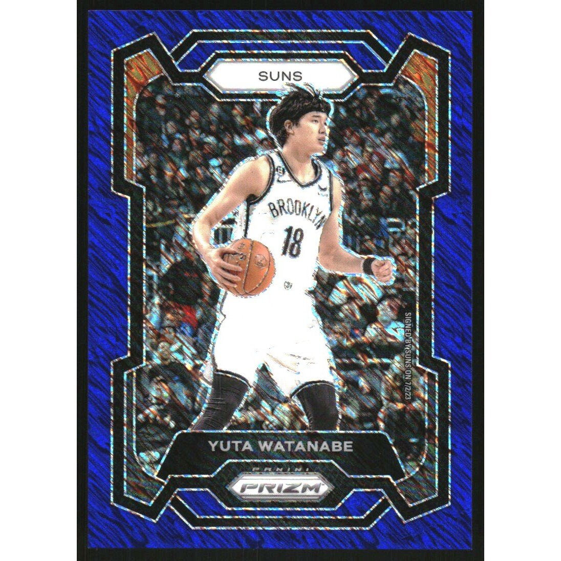 2023-24 Panini Prizm Prizms Blue Shimmer FOTL #285 Yuta Watanabe. rookie card picture