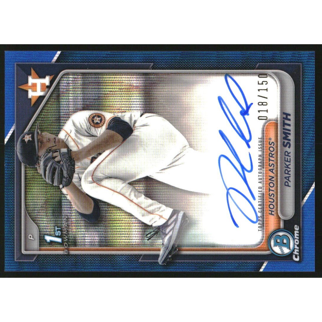2024 Bowman Chrome Draft Autographs Blue Wave Refractors #CPAPSM Parker Smith. rookie card picture