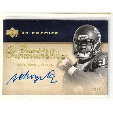 2007 Upper Deck Premier Penmanship Autographs Bronze #PPAO Amobi Okoye/75. rookie card picture