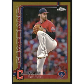 2025 Topps Chrome Gold Refractors #13 Shane Bieber