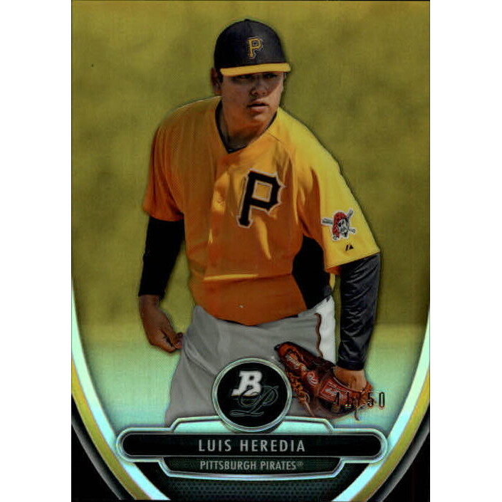 2013 Bowman Platinum Chrome Prospects Gold Refractors #BPCP72 Luis Heredia. rookie card picture