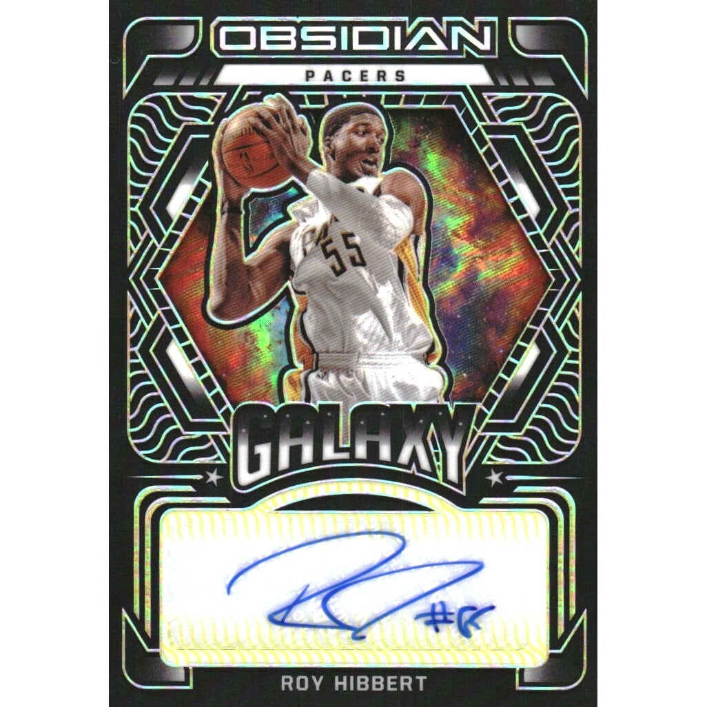 2021-22 Panini Obsidian Galaxy Autographs Electric Etch Yellow #40 Roy Hibbert. rookie card picture