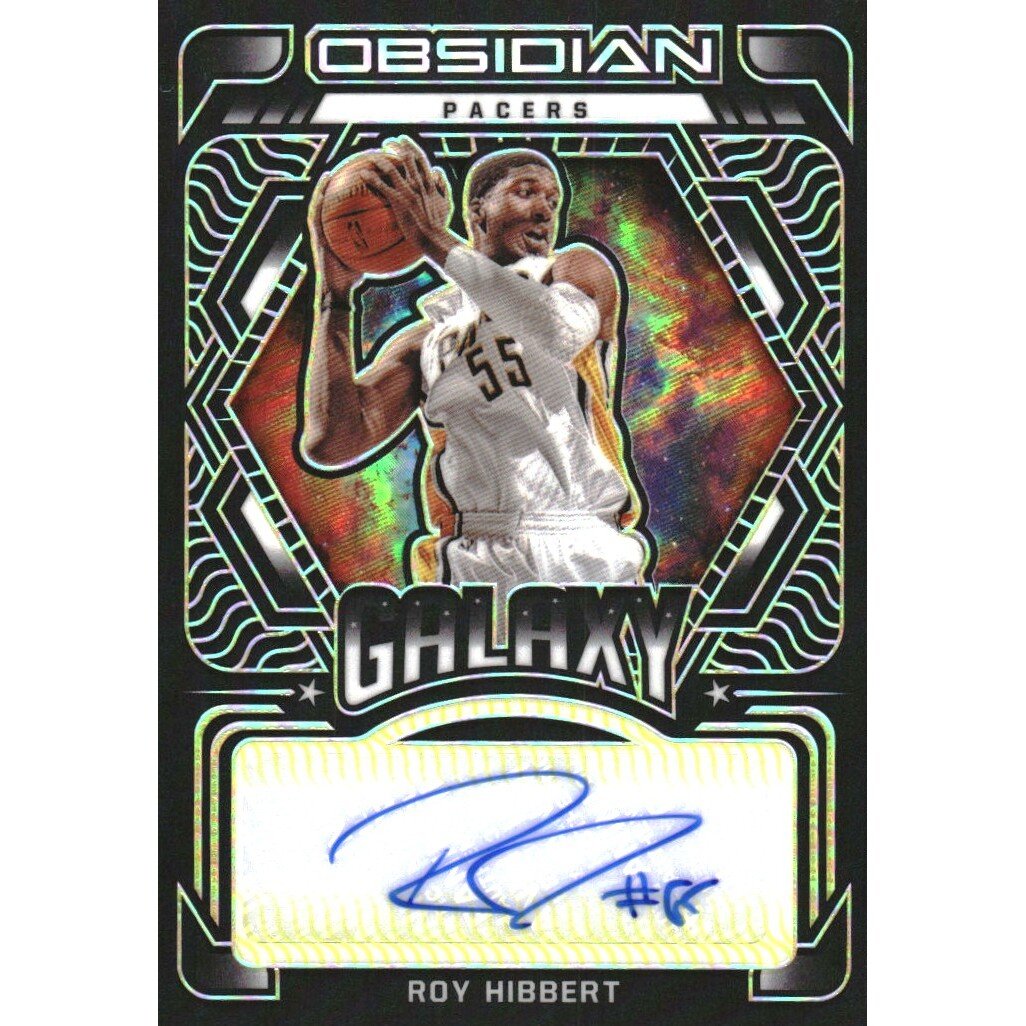 2021-22 Panini Obsidian Galaxy Autographs Electric Etch Yellow #40 Roy Hibbert. rookie card picture