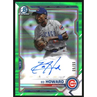 2021 Bowman Chrome Prospect Autographs Green Refractors #CPAEHO Ed Howard