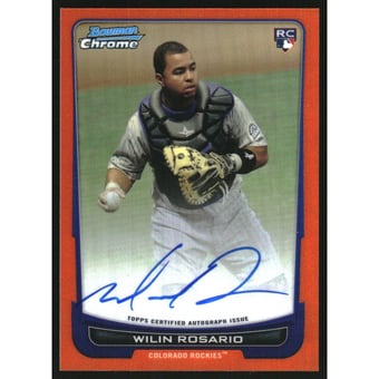 2012 Bowman Chrome Rookie Autographs Orange Refractors #218 Wilin Rosario