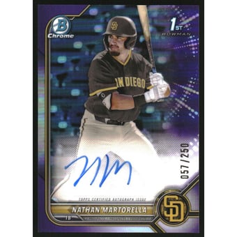 2022 Bowman Chrome Draft Autographs Purple Refractors #CDANM Nathan Martorella