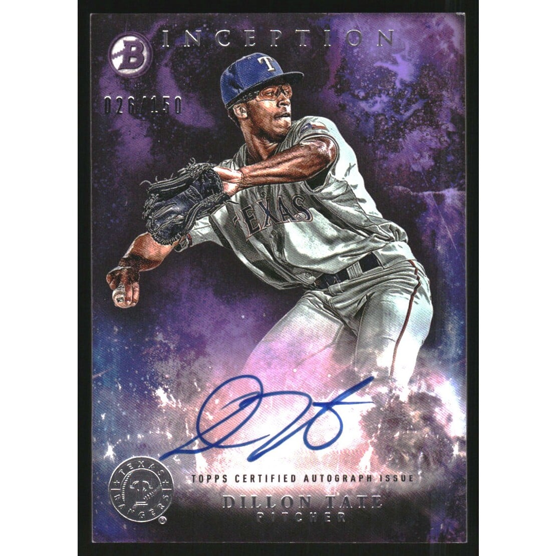 2016 Bowman Inception Prospect Autographs Purple #PADT Dillon Tate. rookie card picture