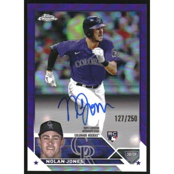 2023 Topps Chrome Rookie Autographs Purple Refractors #RANJ Nolan Jones