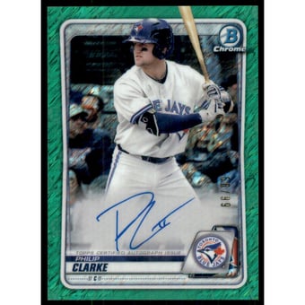 2020 Bowman Chrome Prospect Autographs Green Shimmer Refractors #CPAPC Philip Clarke