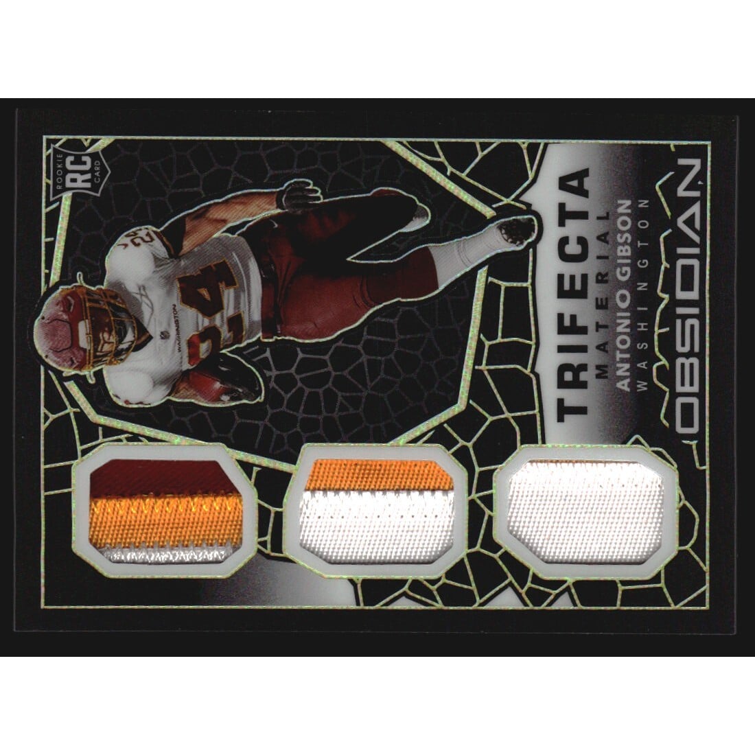 2020 Panini Obsidian Trifecta Materials Electric Etch Yellow #27 Antonio Gibson. rookie card picture