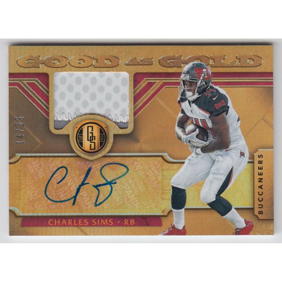 2017 Panini Gold Standard Good as Gold Autograph Materials Prime #4 Charles Sims/25. rookie card picture