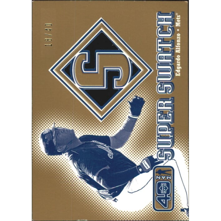 2002 Upper Deck 40-Man Super Swatch Gold #SEA Edgardo Alfonzo. rookie card picture