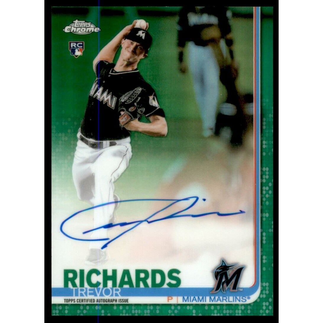 2019 Topps Chrome Rookie Autographs Green Refractors #RATR Trevor Richards. rookie card picture