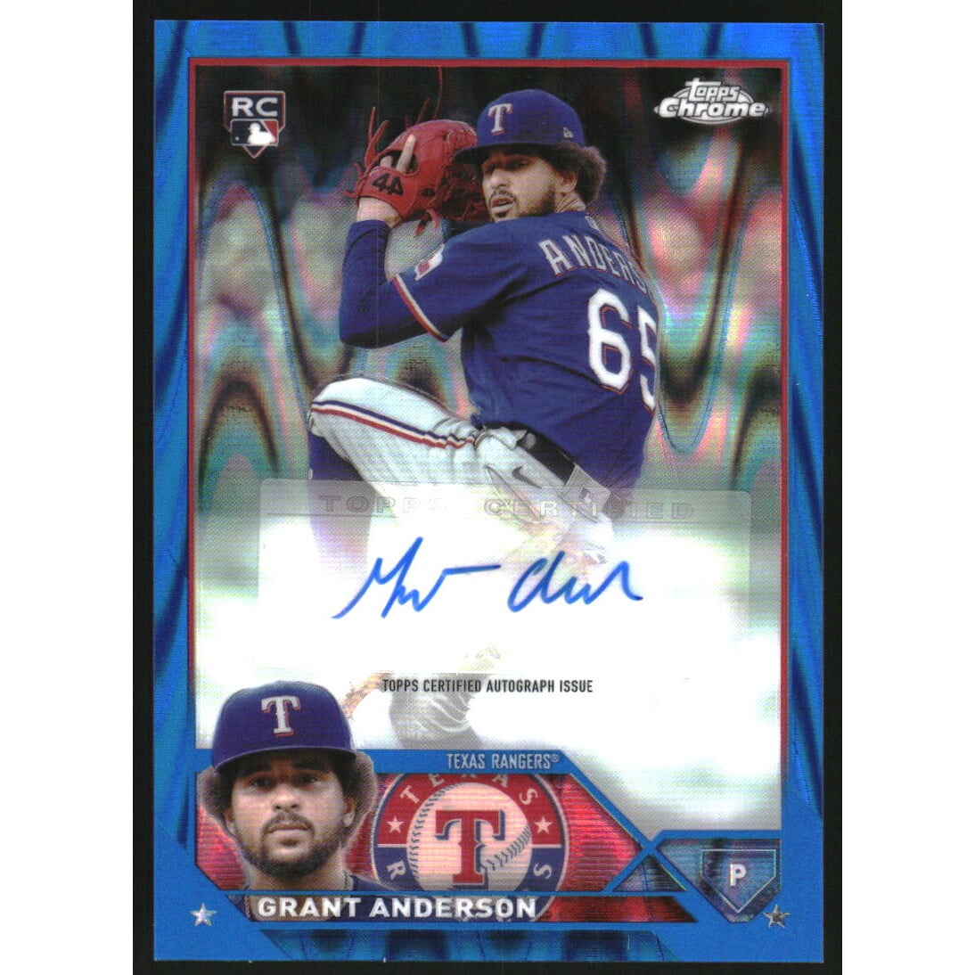 2023 Topps Chrome Update Autographs Blue Raywave Refractors #ACGAN Grant Anderson. rookie card picture