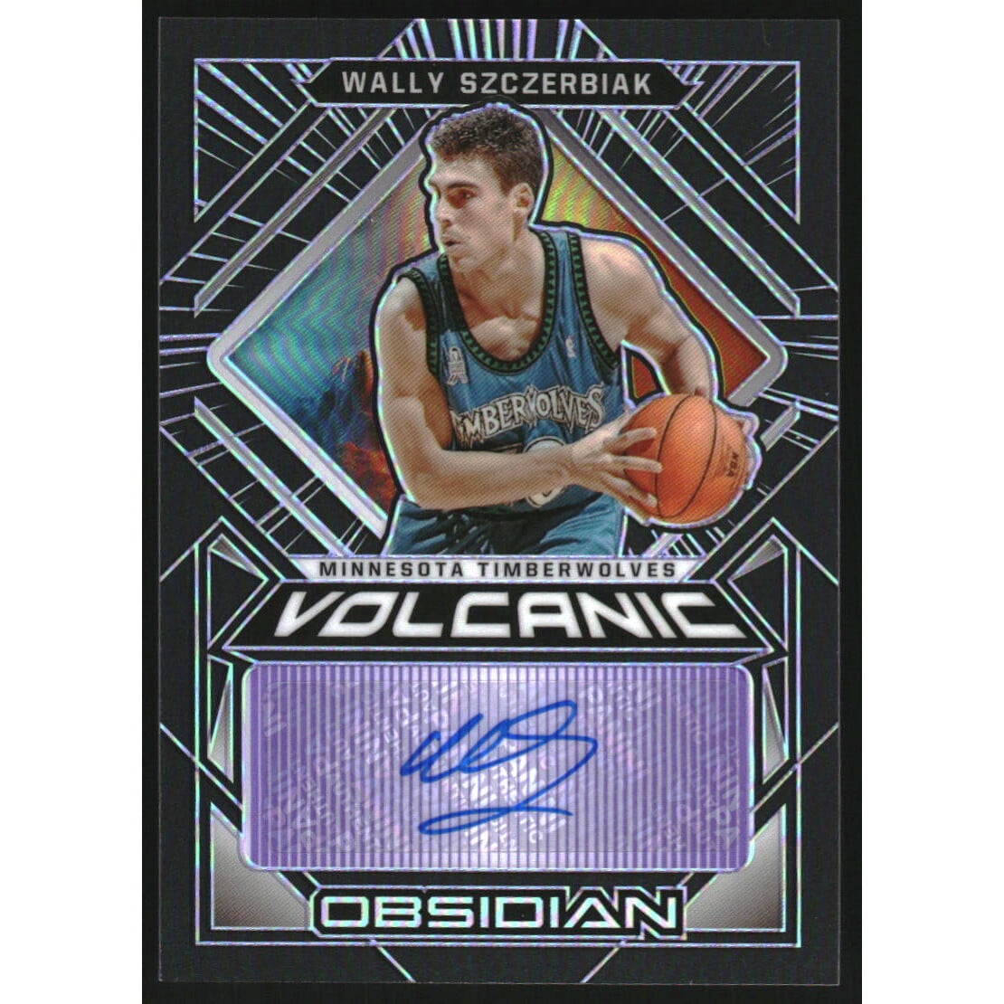 2020-21 Panini Obsidian Volcanic Signatures Electric Etch Purple #12 Wally Szczerbiak/75. rookie card picture