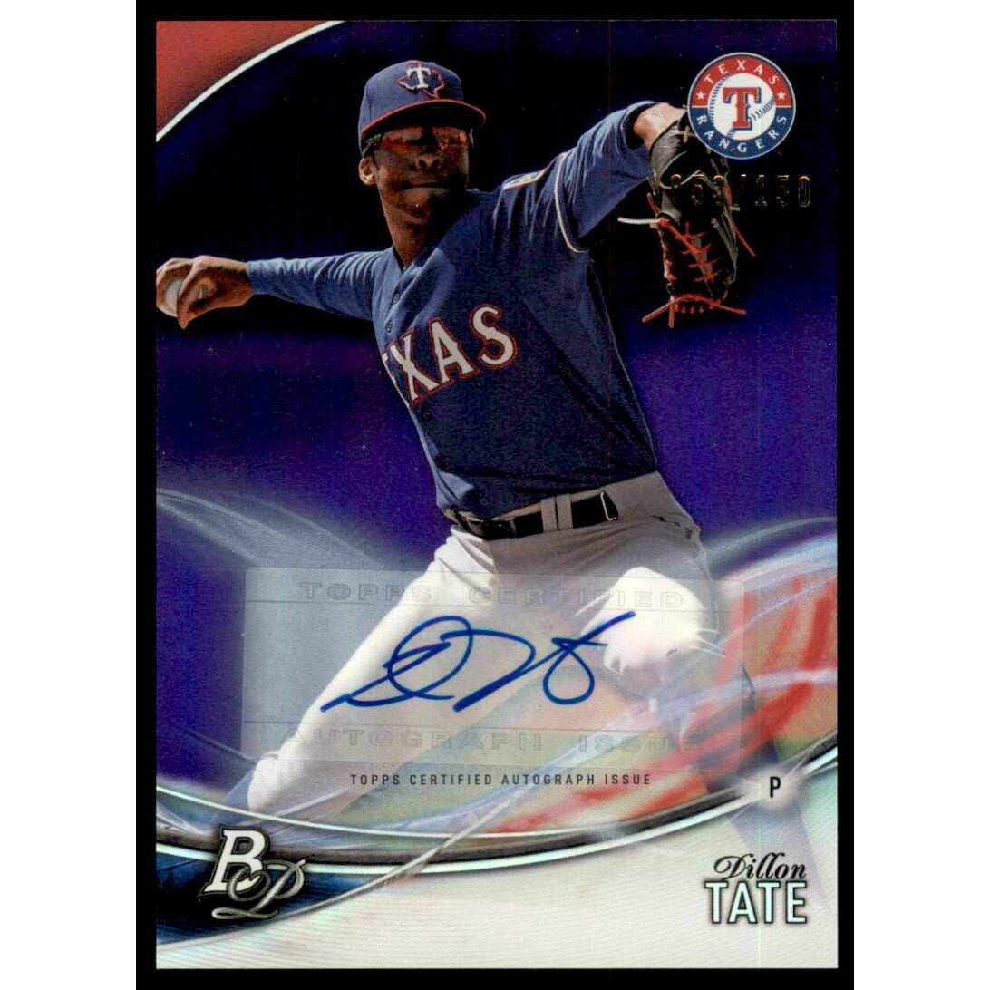 2016 Bowman Platinum Top Prospects Autographs Purple #TPADT Dillon Tate. rookie card picture